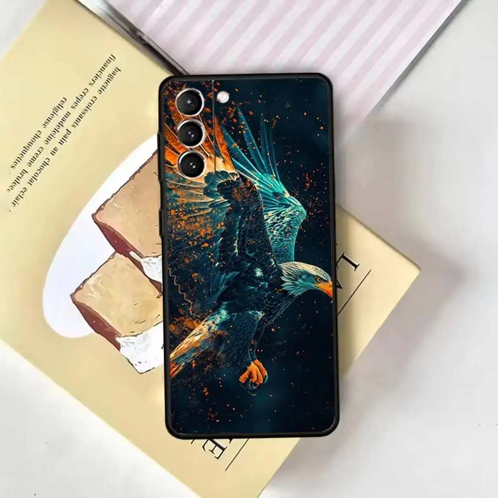 حافظة هاتف على شكل نسر رائع على شكل طيور لهاتف سامسونج جالاكسي A13,21s,22,31,32,52,53,71,72,73, غطاء أسود ناعم