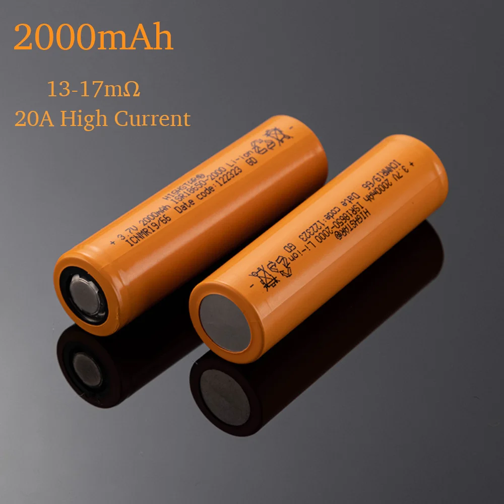 40PCS/lot Original 3.7V 2000mAh 18650 Rechargeable Lithium Battery ISR18650-2000 Li-Ion Discharge 20A High Current Power Cell