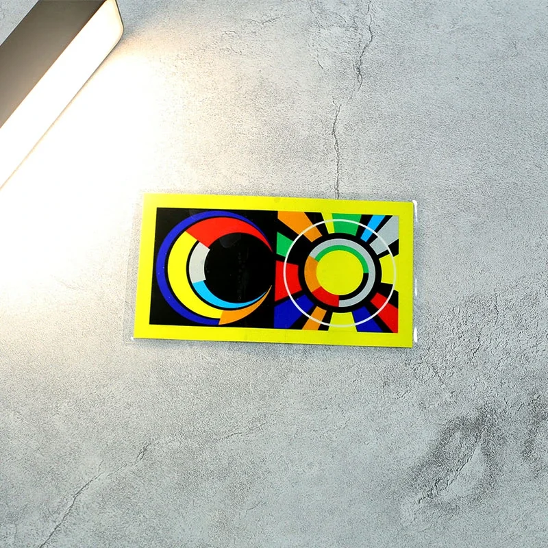 

1PC Colorful Geometric Ring Pattern Sticker (Multi-Color with Yellow Border) Waterproof Adhesive Decals for Car & Laptop Decor