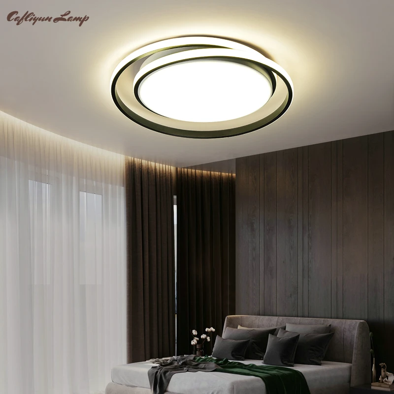 

Modern LED Chandeliers For Bedroom Study Dining Room Minimalist Round Black Ceiling Lamps Home Creativity Lighting Fixtures