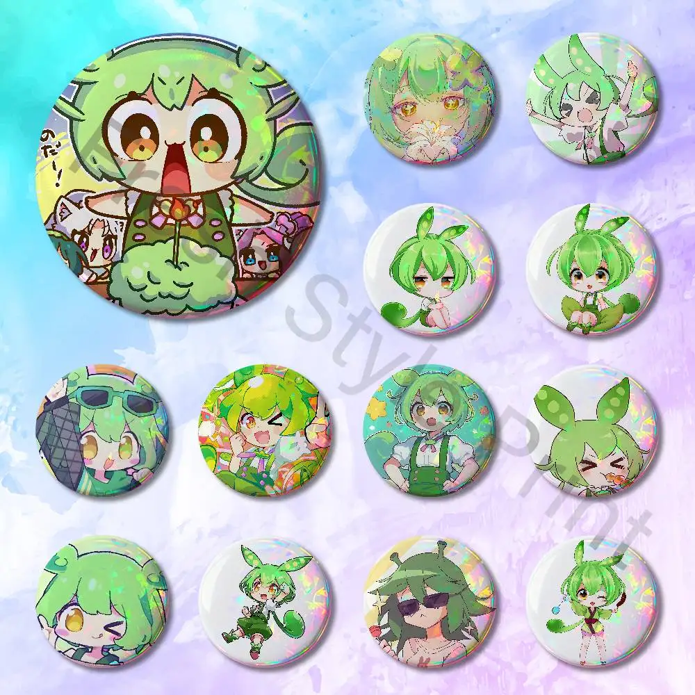 Cute Z-Zundamons Enamel Pin Tinplate Round Brooch Cosplay Nijigen Otaku Culture Badges 58mm 44mm 32mm 75mm 25mm