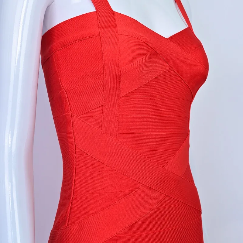 包帯ミニドレスセクシーなスパゲッティストラップ背中の開いたジッパースリムボディコンクラブパーティーローブクラシック Vestidos 女性固体ストリート