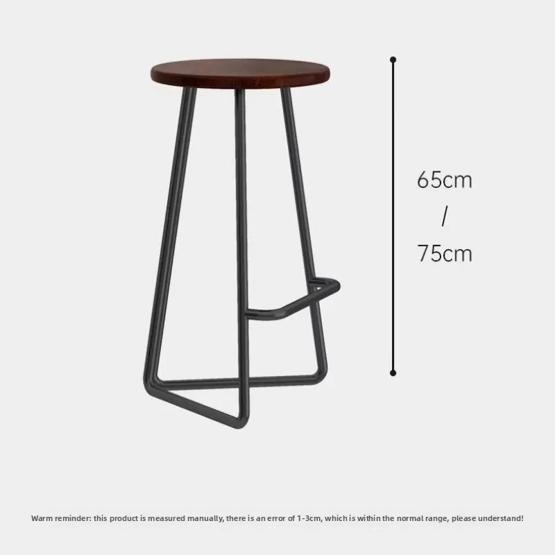 المنزل بار البراز مصمم عالية كرسي مكافحة الحديد مقهى البراز مع مقعد الخشب الصلب جزيرة المطبخ مقعد دائري 65 سنتيمتر الارتفاع #6