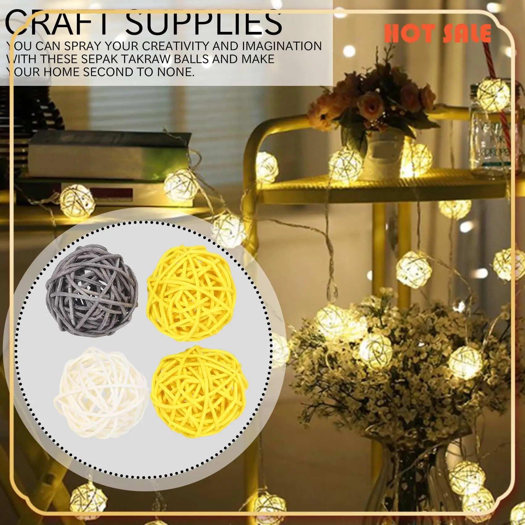 ABFA Rattan Ball, 24PCS 2 Inch Decorative Balls Orbs Vase Bowl Fillers