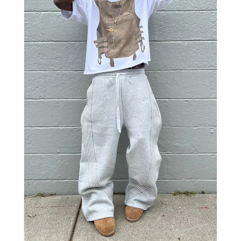 Casual Grey Embroidered Trousers Y2k Running Lace Chandelier Trousers Functional Tactics Camouflage for Men and Women