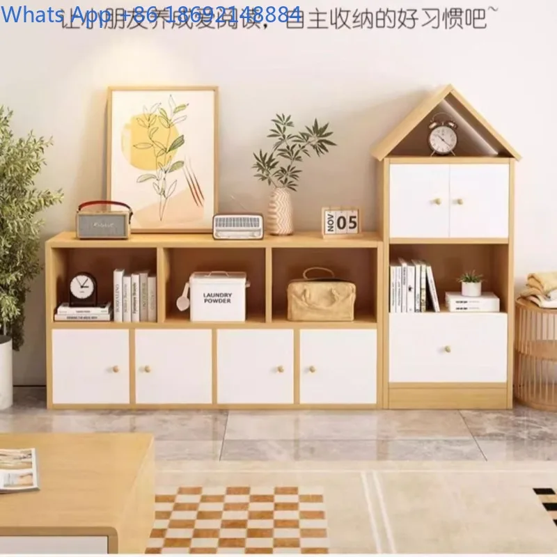 Floor-standing Storage Rack Living Room Wall-mounted Integrated Cabinet Picture Book Storage Grid Cabinet Bookshelf