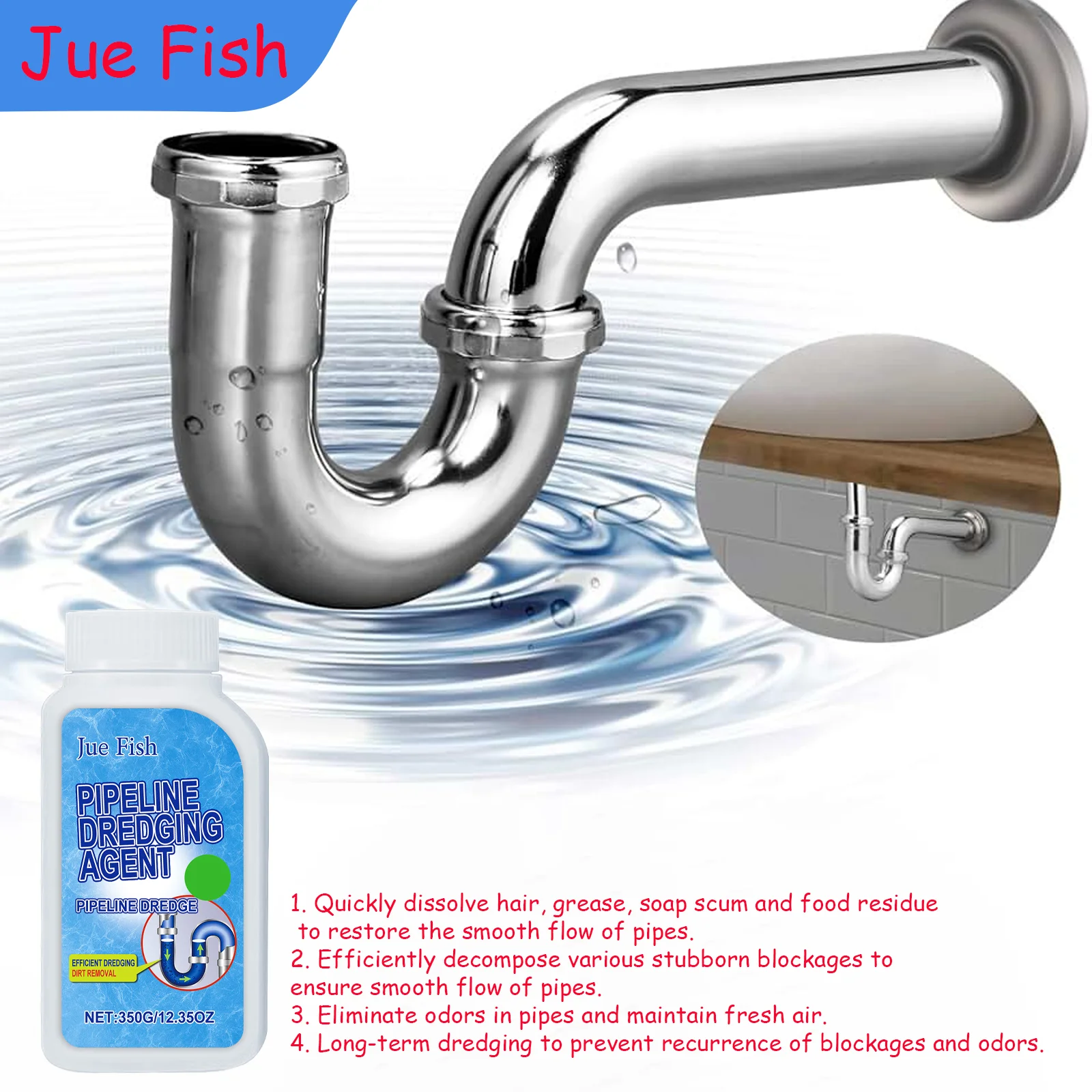 

JUE FISH 350G Pipeline Dredging Agent Efficiently Decompose Various Stubborn Blockages to Ensure Smooth Flow of Pipes