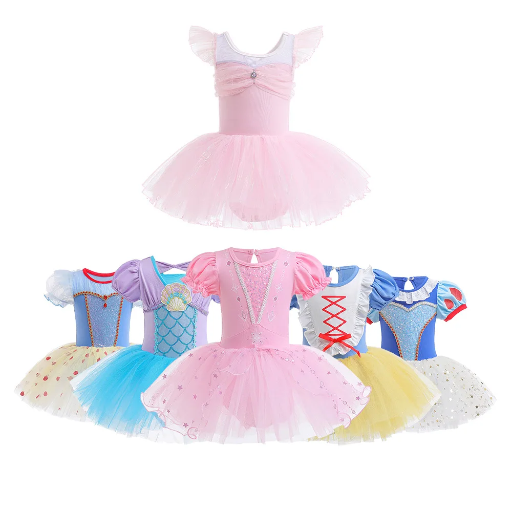 Girl Ballet Practice Dress Party Fancy Sequined TUTU Dress Elsa Anna Belle Clothes Baby Girl Stage Shows Party Costumes