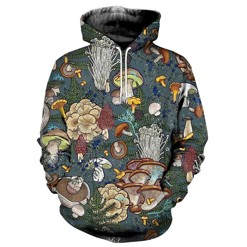 Autumn Colorful Mushrooms 3D Print Hoodies Men Women Fashion Casual Sweatshirts Oversized Hoodie Pullovers Tracksuit Clothing