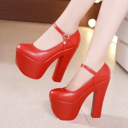 Catwalk 15cm Small Size 32-43 Sexy Extreme Block High Heels Shoes Spring 2026 Trend Bright Leather Chunky Platform Pumps Model