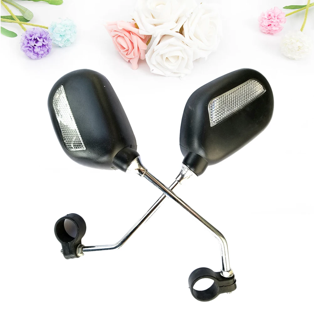 1Pair Bicycle Rear View Mirror Adjustable Handlebar Large Lens Scratch Resistant Lightweight Rearview Mirror for Cycling with