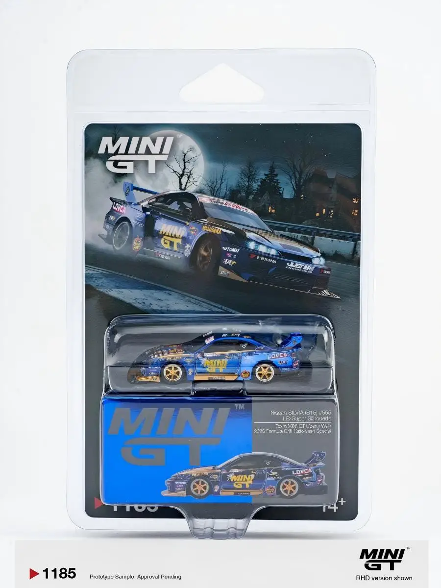 TSM MINIGT 1:64 #1185 nissan LB-Super Silhouette S15 Silvia #555 Box Blister packaging Die-cast Alloy Car Model Collection Gift