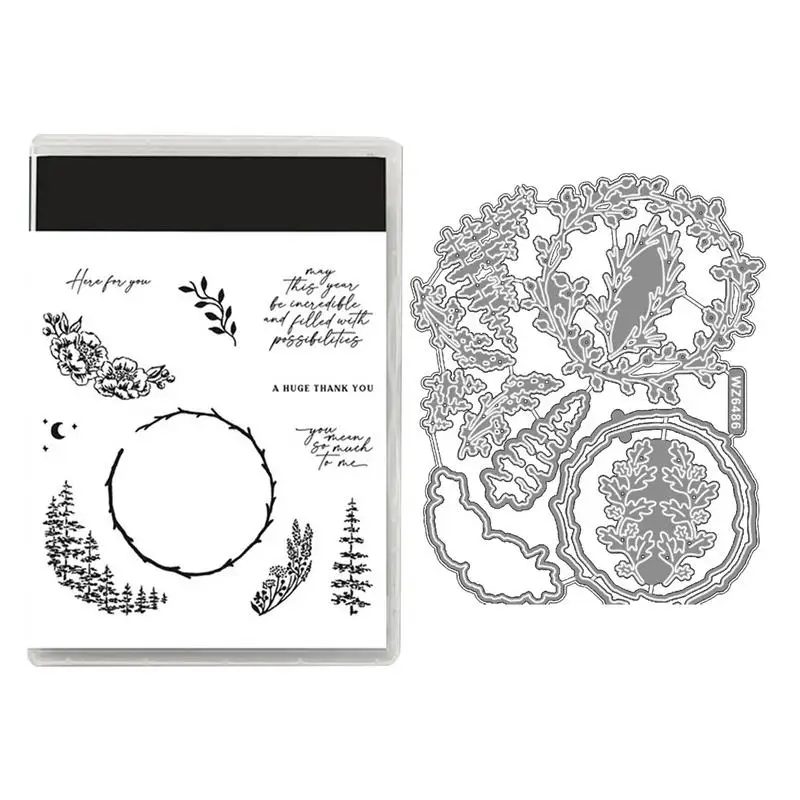 Stamp And Die Sets Silicone Sentiment Stamp Silicone Sentiment Stamp With Greeting Words Pattern Flower Stamps And Die For DIY