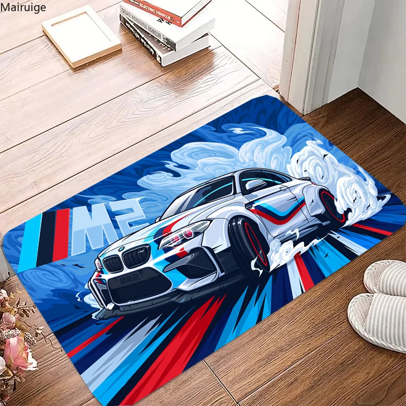 Racing Car Pattern Art Rug for Bedroom Living Room Cool Old Car Floor Mats Home Decor Non-Slip Anti-wrinkle Door Pad Floor Pad