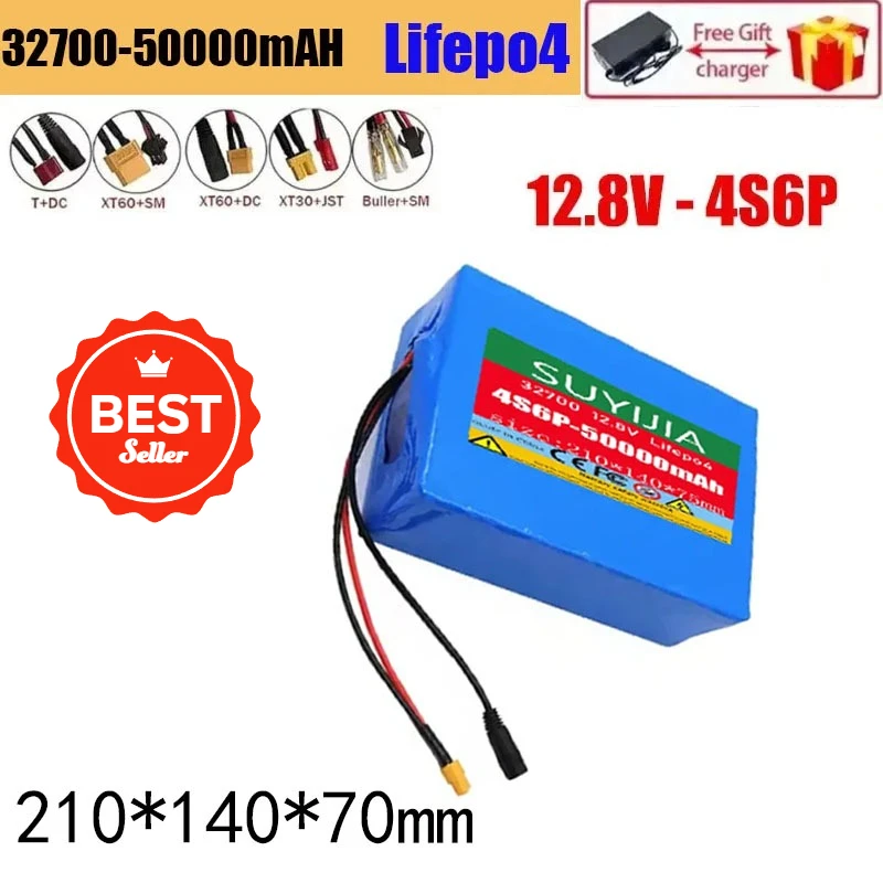 

32700 12.8V 50Ah 4S6P Lifepo4 Battery Pack Built-in Backup Battery BMS 40A Balance Board 12V Boat Electric Power Supply
