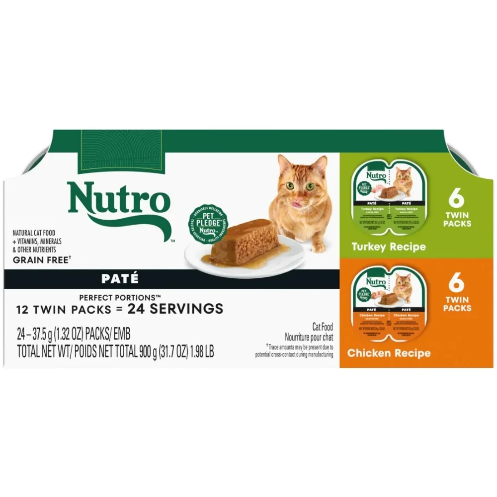 

Nutro Wet Cat Food Pate Multipack: Chicken Recipe & Turkey Recipe (12) 2.64 Oz. Trays