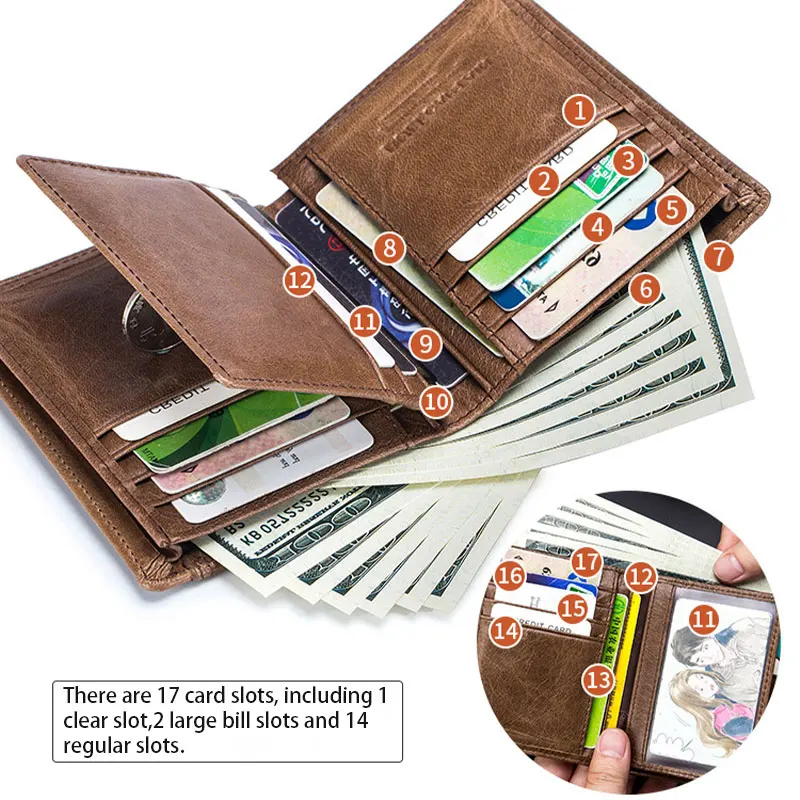 Head Layer Cowhide Men's Leather Multifunctional Small Driver's License Coin Purse Photo Card Bag