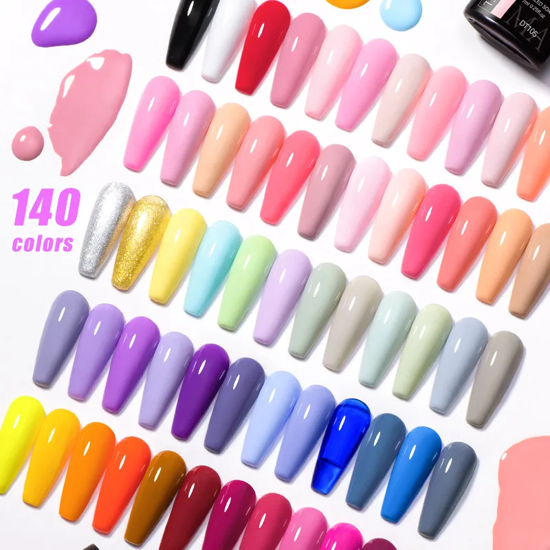 MEET ACROSS 6 Pçs/set Gel Unha Polonês Conjunto Nude Rosa Semi Permanente Esmalte Kit UV LED Base Top Coat Nail Art Para Manicure