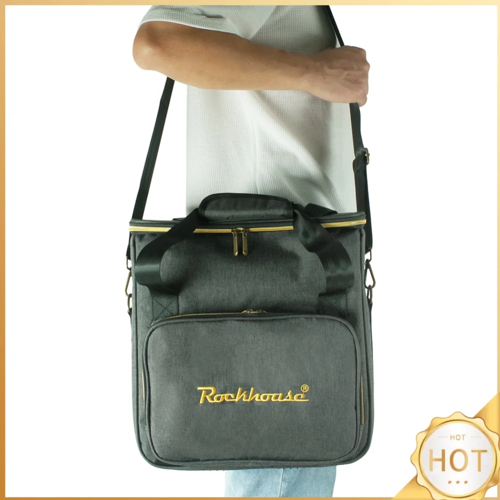 Vinyl Records Carrying Bag Multi-Pocket Portable Record Shoulder Bag Wear Resist Thicken Padded CD Bag for 12 Inch Vinyl Records
