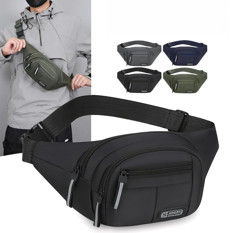 

Wear-resistant Oxford fabric men's sports waist bag, multi-functional cycling crossbody backpack, men's chest bag