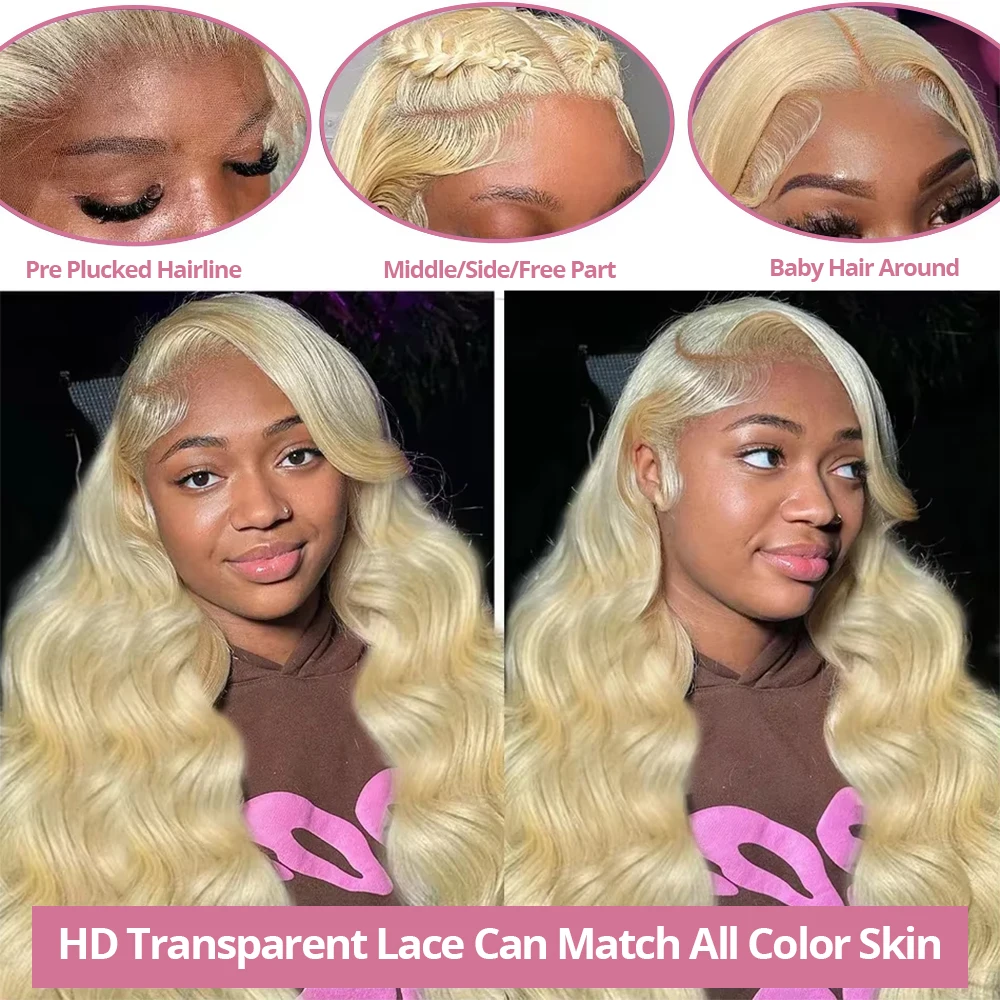 613 Colored Body Wave 13x6 HD Lace Frontal Wig For Women Brazilian Wig Transparent Honey Blonde 13x4 Lace Frontal Human Hair Wig