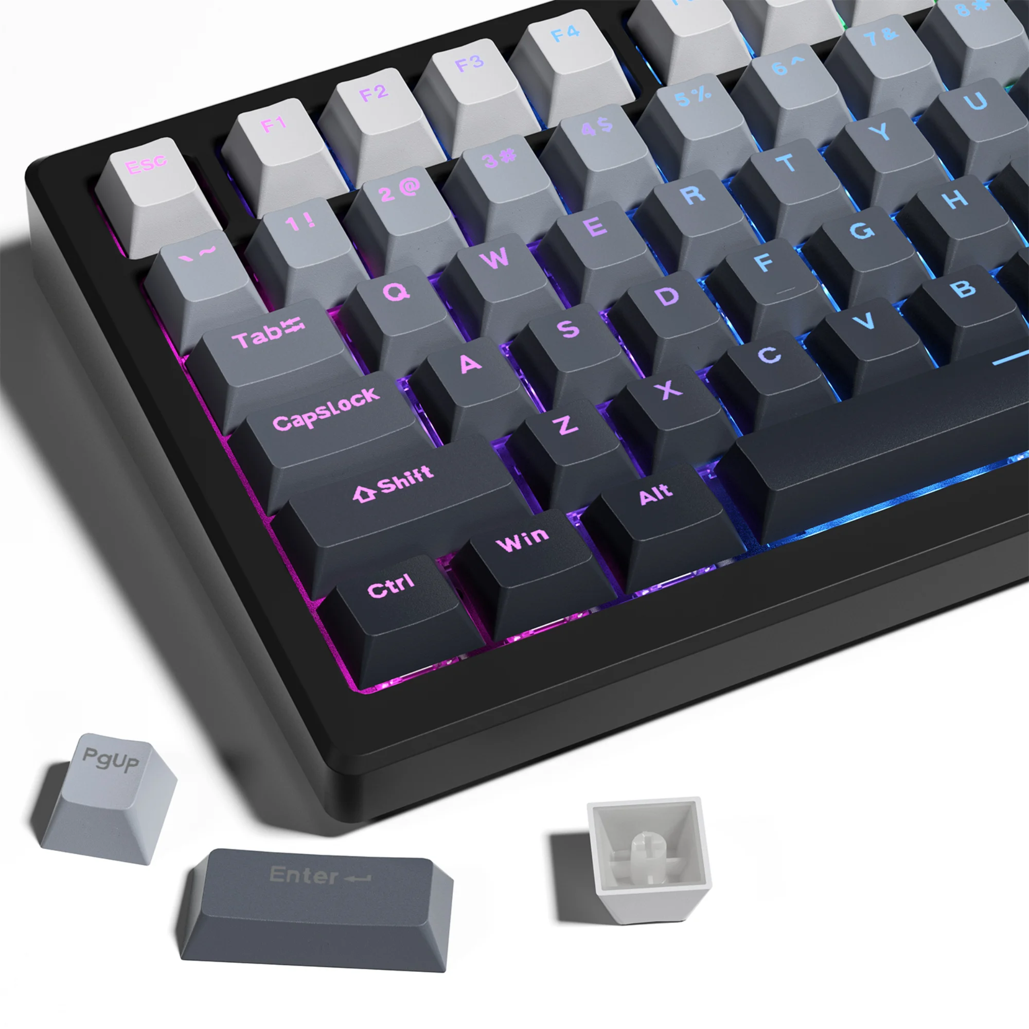 

XVX Shine Through Gradient Backlit Keycap OEM Profile PBT Double Shot Keycaps For Mx Switch Mechanical Keyboard RGB Key caps