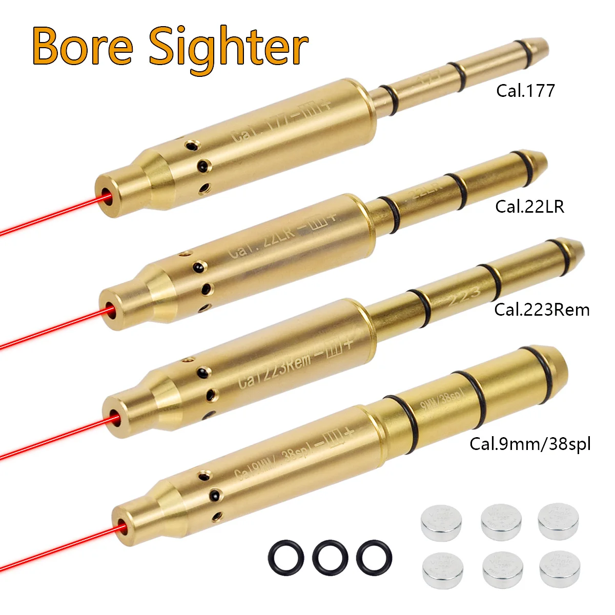 Tattico Rosso Foro Laser Sight Boresighter.177 22LR 12GA 20GA 5.45×39 7.62×54 7.62×39.308 9mm 45ACP Fucile Caccia Snap Caps