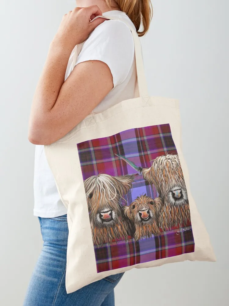 SCoTTiSH HiGHLaND CoW ' TaRTaN We 3 CooS P ' BY SHiRLeY MacARTHuR Tote Bag tote bag men's tote bag woman