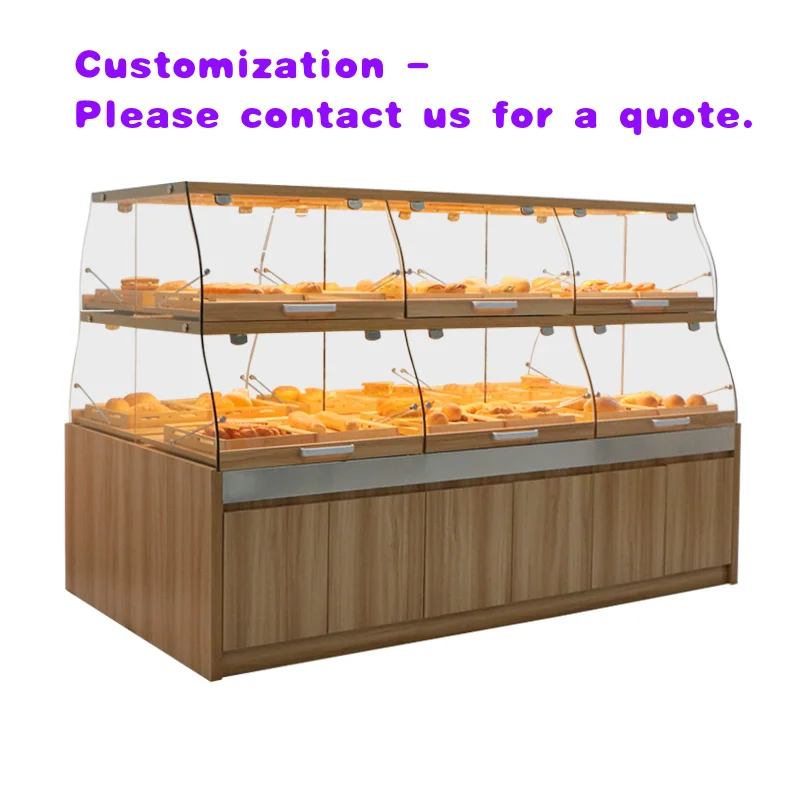 

custom.Zhuoke Commercial Grade Bakery Showcase Well-Designed Wall-Mounted Bread Display Cabinet Cake and Bread