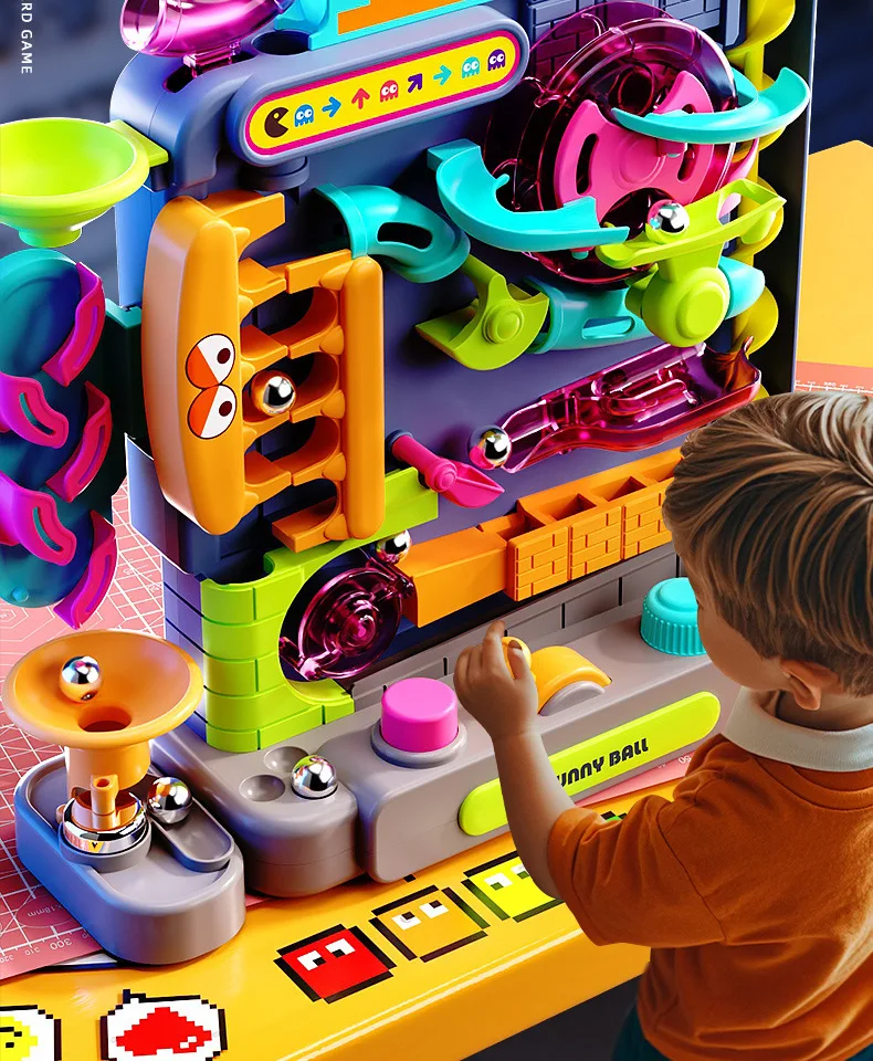 Pädagogisches Montessori-Spielzeug Mehrstufiges Kugelbahn-Abenteuer-Spiel Interaktives Modell für Gehirntraining Weihnachtsgeschenk für Kinder – Detail 4