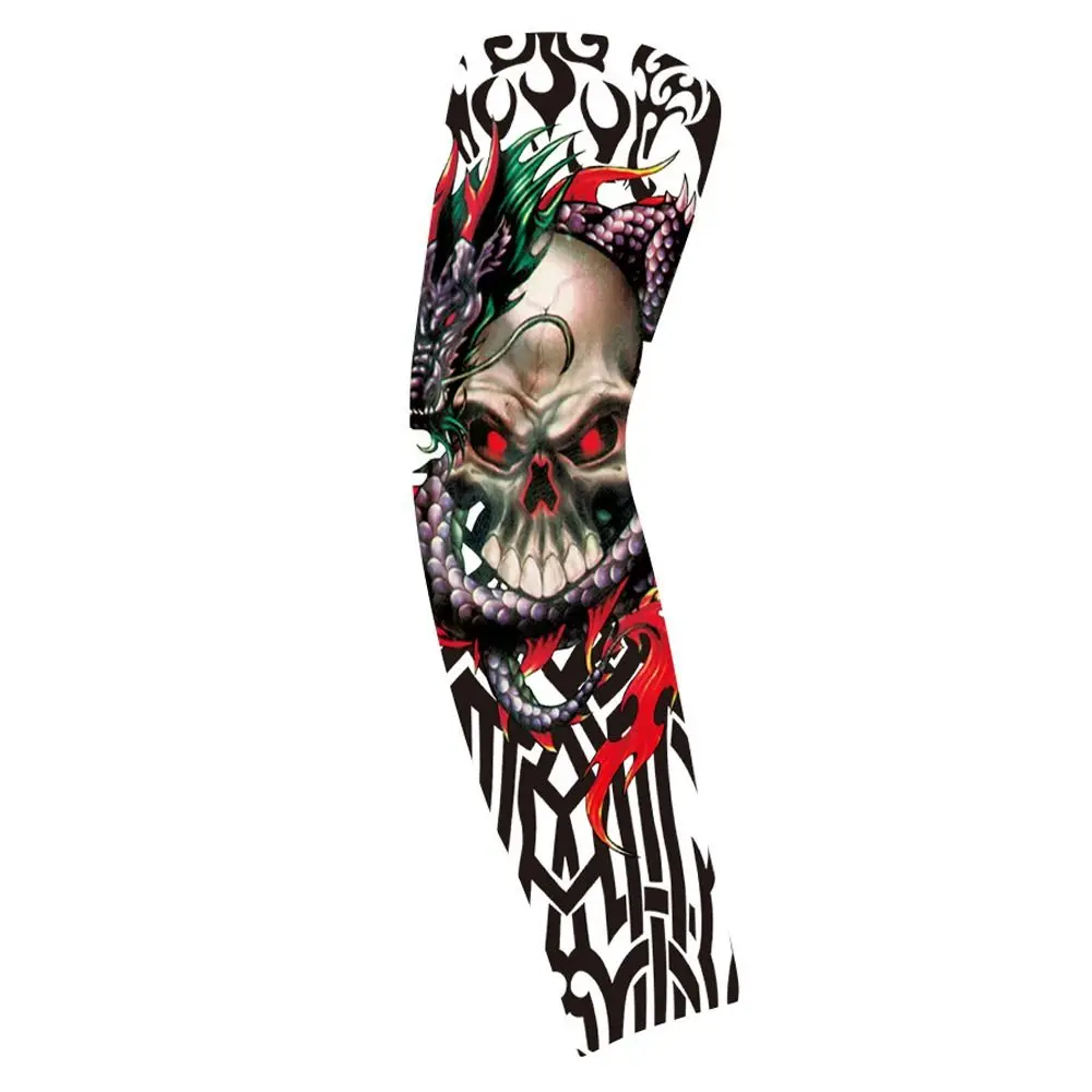 

UV Protection Flower Arm Tattoo Sleeve Sunscreen Flower Arm Pattern Sun Protection Cover Elastic Thin Men Sunscreen Sleeve
