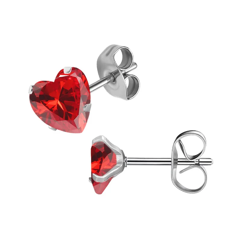 17 Farben, Herzanhänger mit Zirkonia, Edelstahl-Ohrringe, hypoallergen, minimalistische Ohrstecker, luxuriöser Schmuck für Damen, Nadel 0,8*11mm 001 – Detail 4