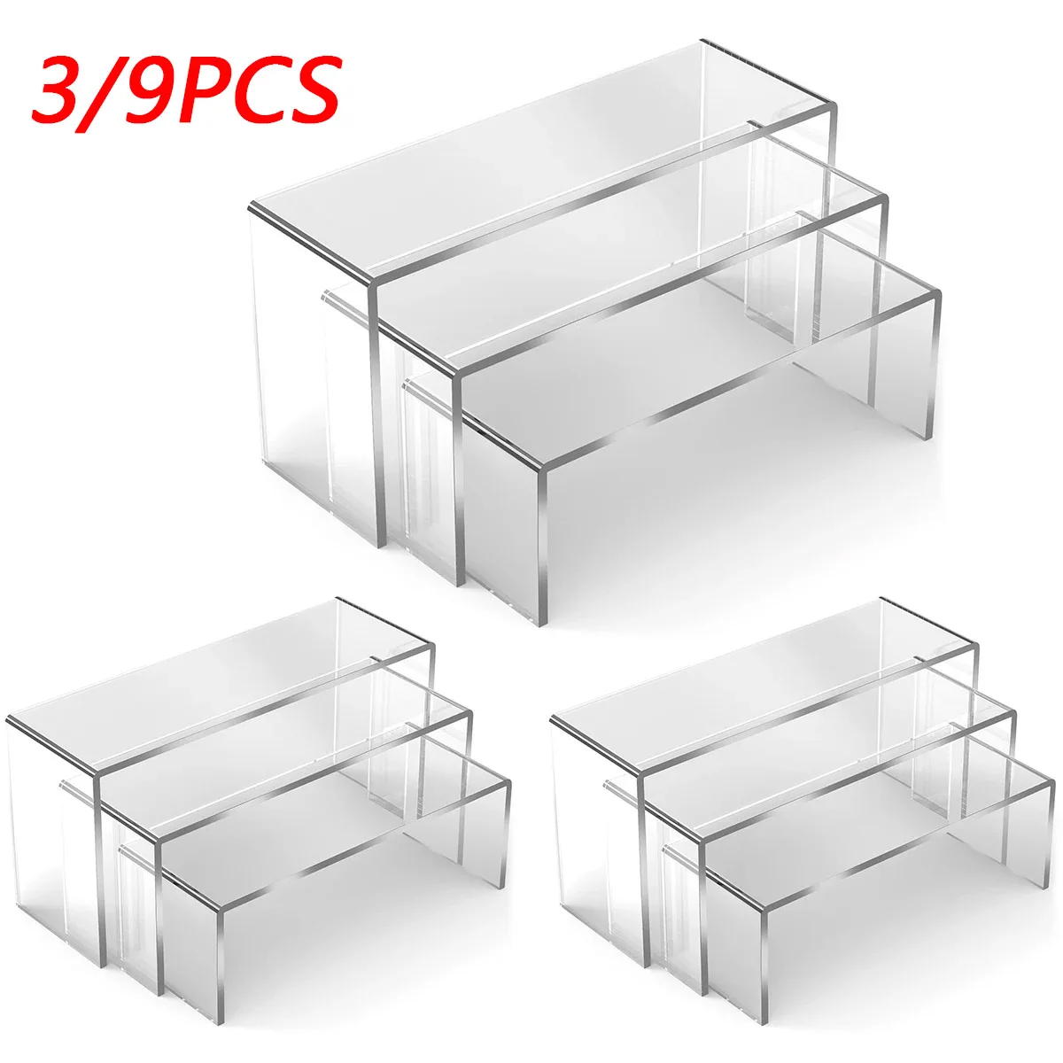 3Pcs Acrylic Display Stand Acrylic U Shape Display Stand Durable Lightweight Cupcake Holder in Different Sizes for Candy Cupcake