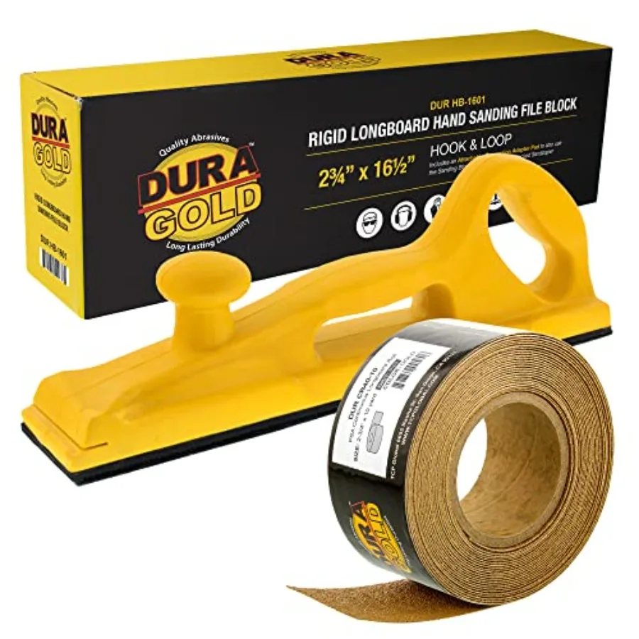 

Pro Series Rigid Longboard Hand Sanding File Block with Both Hook and Loop Backing and PSA Backing Adapter Pad and 40 Grit PSA