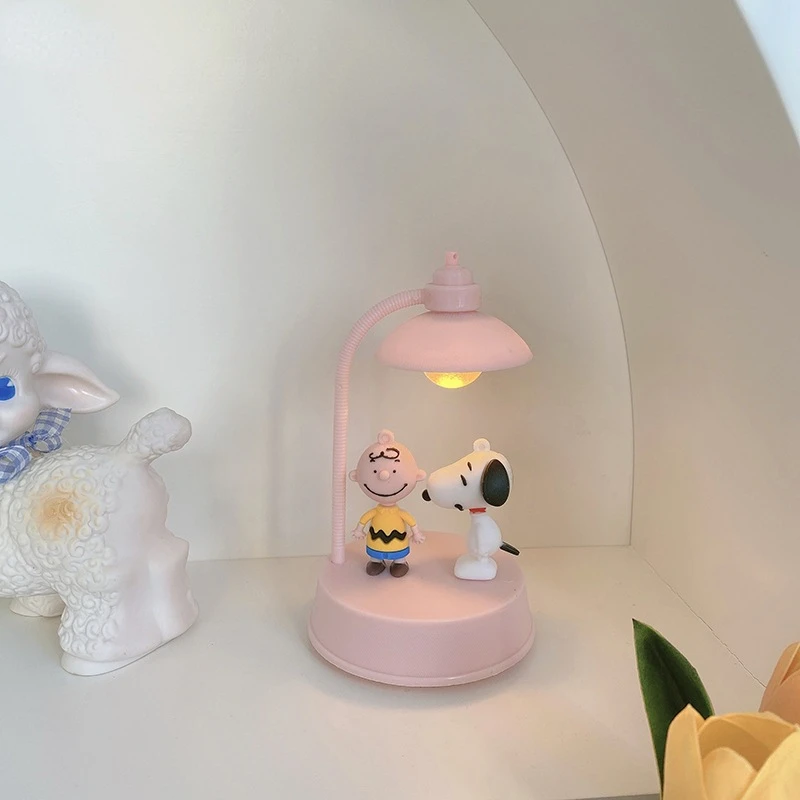 Snoopy Night Light Anime Desk Lamp Desktop Ornament Cartoon Kids Bedside Bedroom Table Lights Room Decoration Birthday Xmas Gift