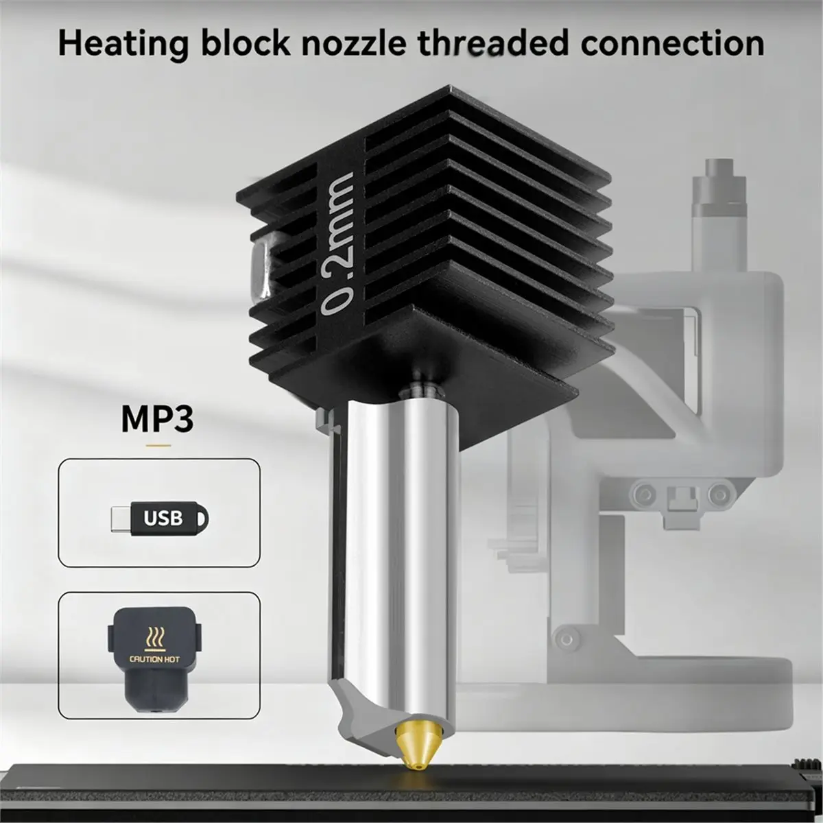 Hotend Kit for A1/A1 Mini/A2L Fast Speed Hot End Assembly Gold Nano-Coating Hardened Steel Nozzle 0.2mm