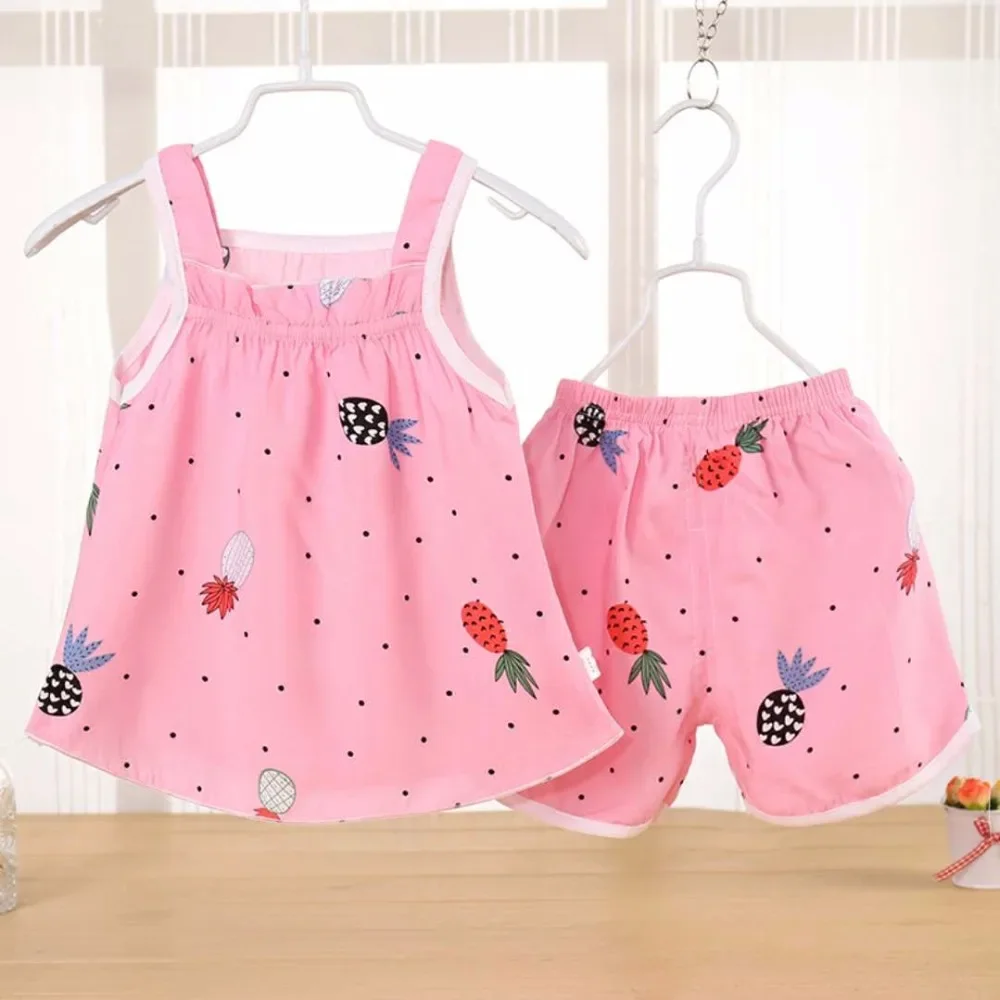 Summer Baby Dress 2Pcs Girls Fashion Infantile Sleeveless Dresses Set Cotton Children\'s Clothes Kids Clothing Princess Dress