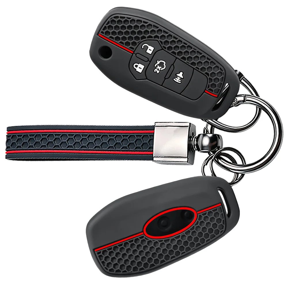 4 Buttons Silicone Car Key Case for Ford Fusion F150 F-150 2015 2016 2017 Folding Keychain Remote Protection Accessories Cover