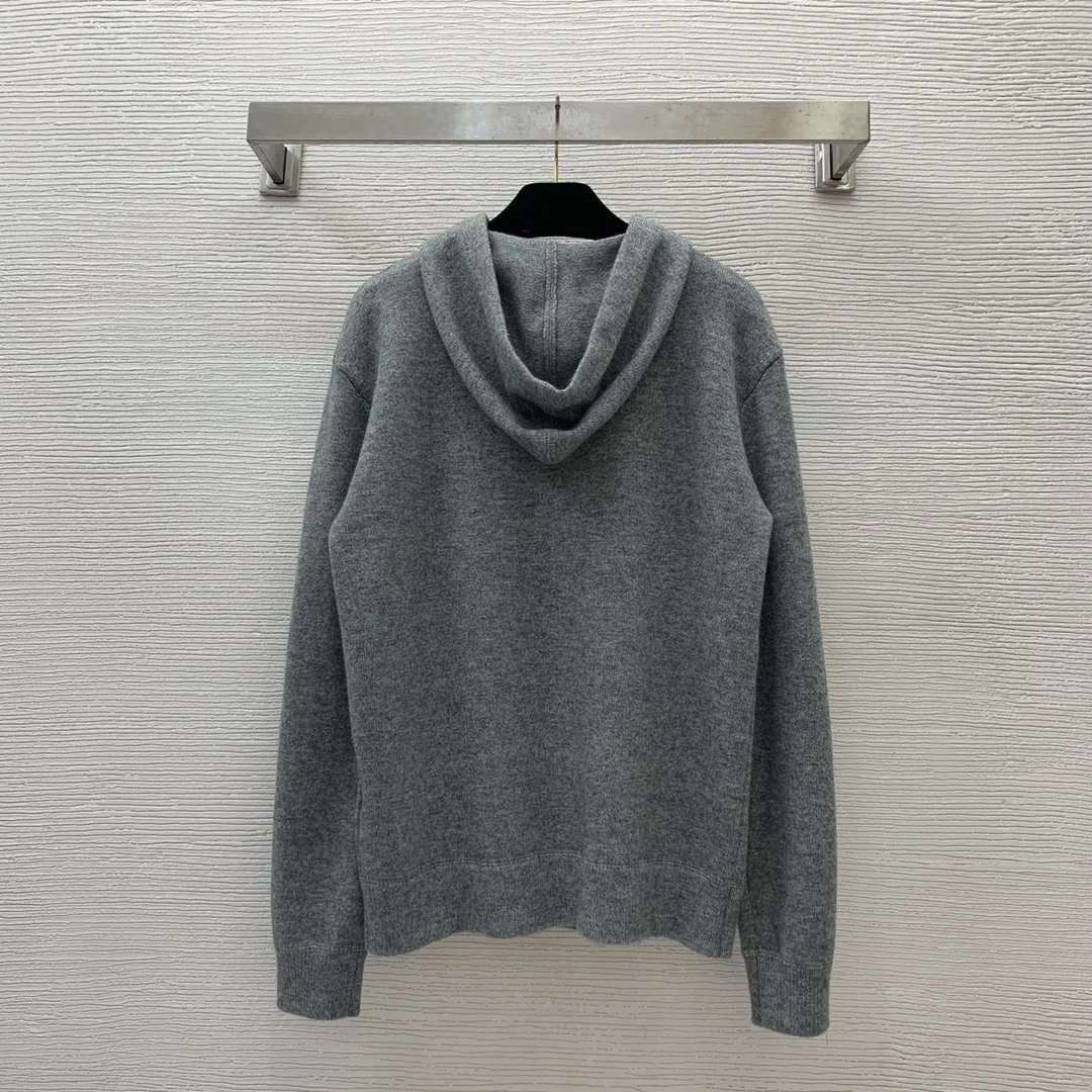 24 New High-End Casual Fashion Wool Yarn Fabric Soft Skin Casual All-In-One Hooded Sweater Sweater Hoodie! Gray,