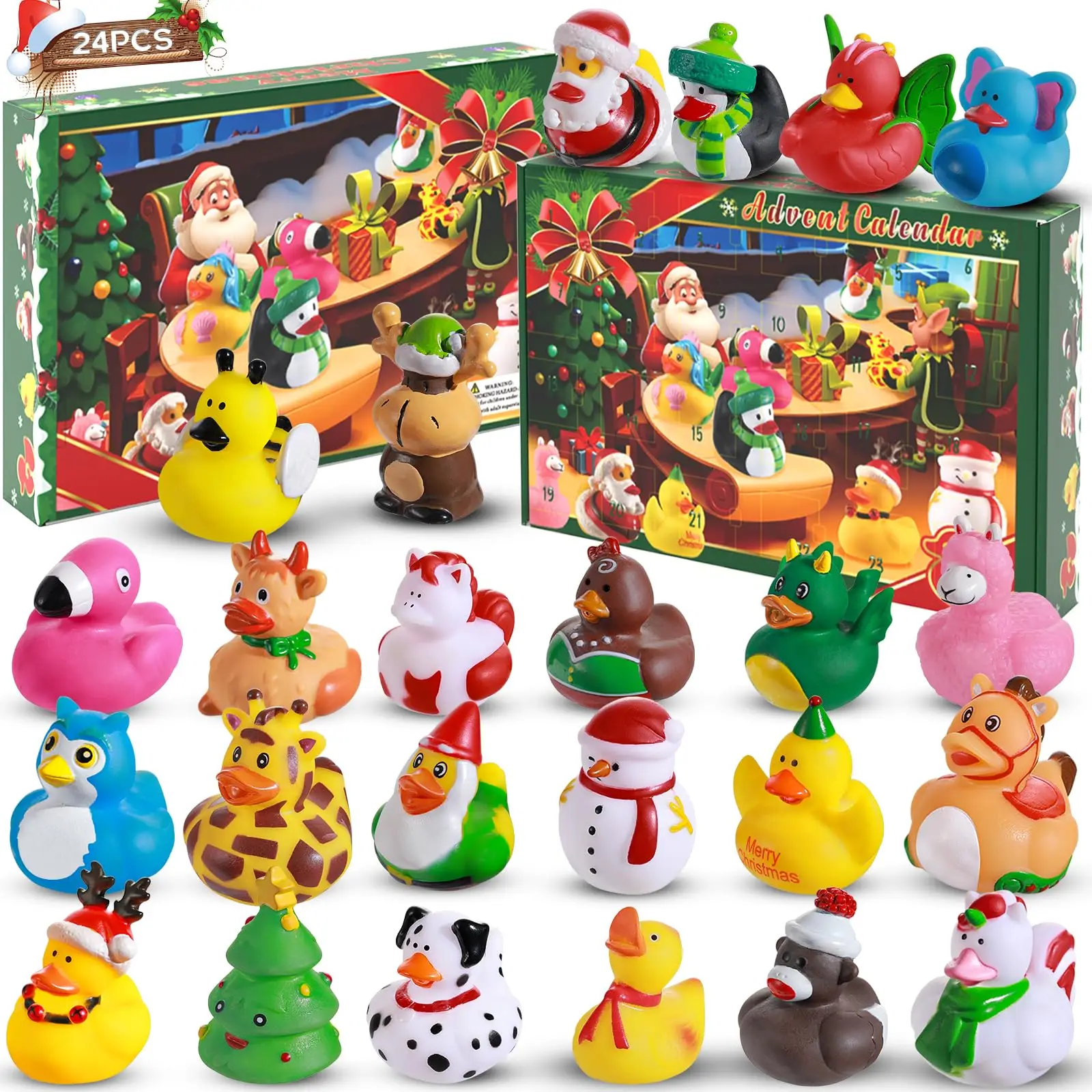 2024 Advent Calendar Christmas Ducks-24 Days Christmas Rubber Duck Surprises Countdown Gift for Toddlers Boys Girls,Christmas Co