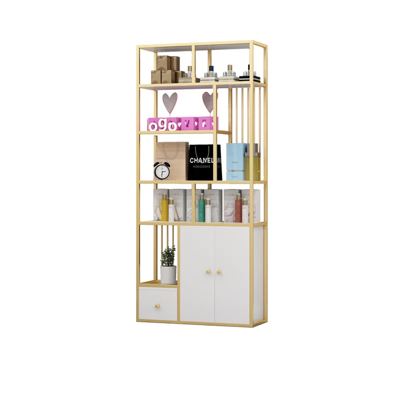 

Light luxury multi-layer floor-to-ceiling solid wood rack, cosmetic store partition rack, storage rack against the wall