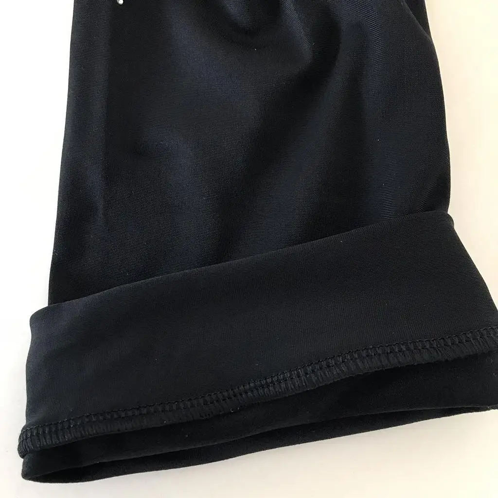 Adult Kids Black Skating Pants Comfortable Fleece Trousers Spiral Crystal Leggings for Figure Skate Training