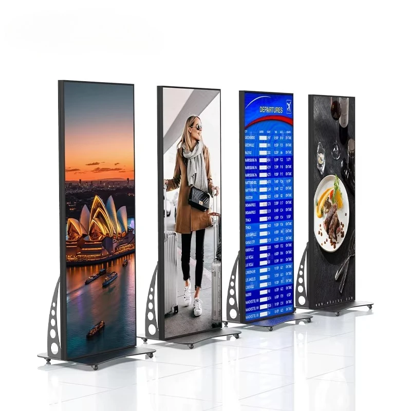 ملصق شاشة ملصق LED واسعة متحركة على عجلات Pantalla مصباح LED تجاري بالألوان الكاملة