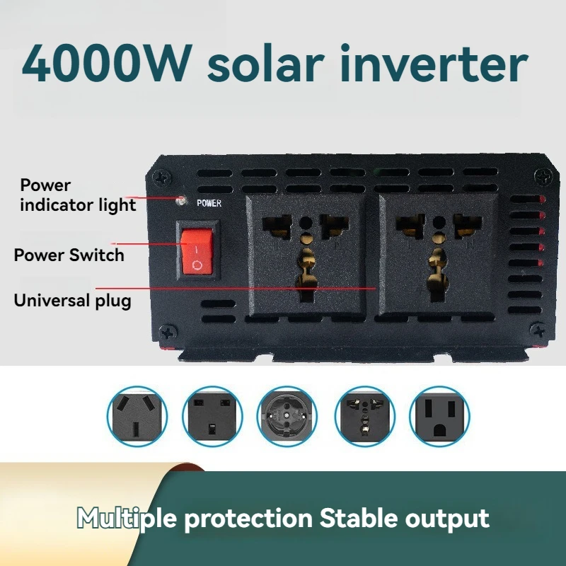 Car Inverter Household Car Converter 12V To 220V4000W High-Power Inverter Pure Sine Wave Power Inverter