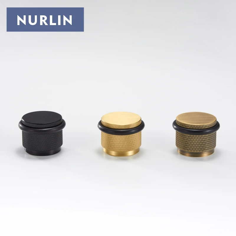 Nurlin Brass Stable New Knurled Door Stopper Gates Stop Adjustable 3cm Height Suitable For Installing Wooden And Cement Flooring