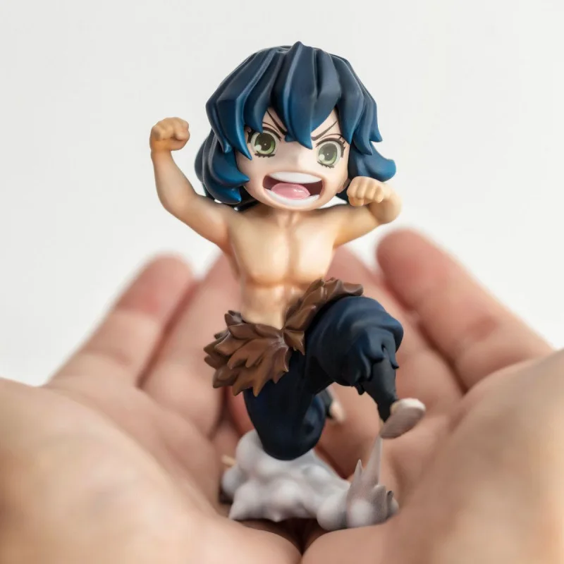 Anime Kimetsu No Yaiba Hashibira Inosuke rysunek humanoidalny w kształcie bestii pcv wersja Q siedzący zabawkowy model figurka śliczne 10CM