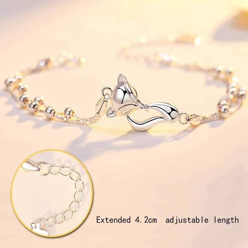 Cute Stylish Fox Bracelet Silver Color For Girl Woman Fashion Accessories Jewelry Gift