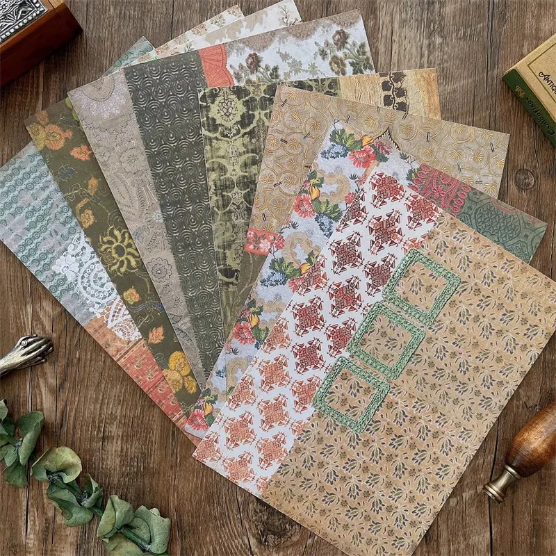 Old-fashioned floral pattern Material Stickers Decorative DIY Craft Photo Albums Junk Journal Steam Wave Papers