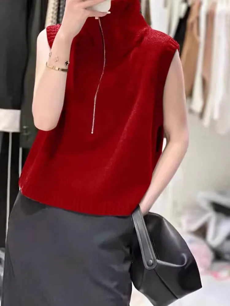 

Удобный жилет Svel с дизайном на молнии, однотонный трикотаж для похудения, ленивый жилет, уменьшение возраста, повседневная мода для женщин