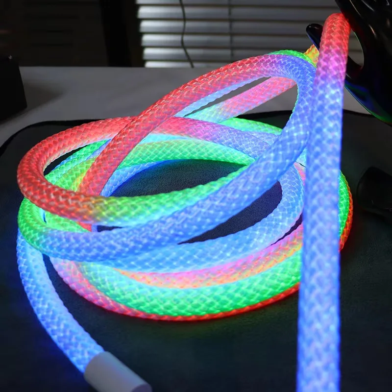 

3/5M Round Reticulate Neon LED Strip Lights Smart APP Control USB RGBIC Waterproof Silicone Light Rope Room Decor Lighting